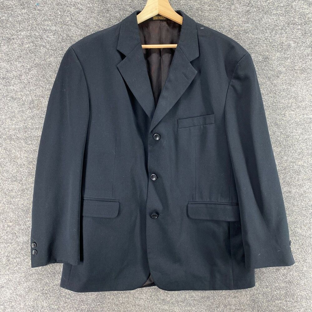 J. Ferrar Blazer Men 42 Black Button Up Collared Long Sleeve Regular Fit